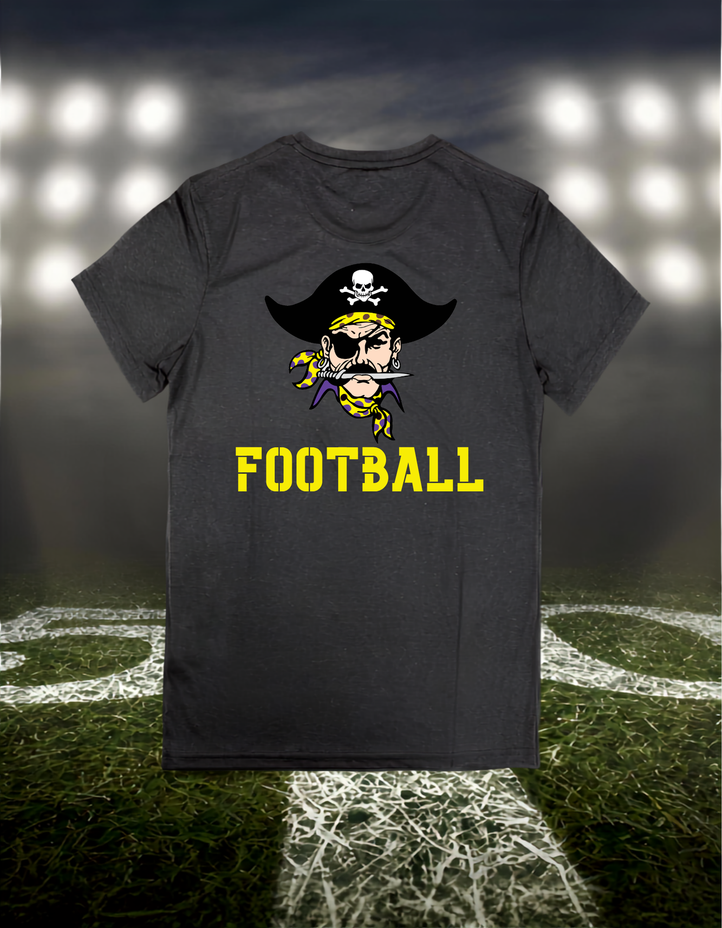 Coos Bay Pirates Logo Football – driFIT Performance T-Shirt in Dark Heather Gray