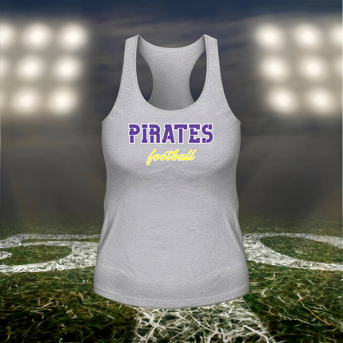 Coos Bay Pirates Football Text Logo – Women's Racerback Tank Top in Gray