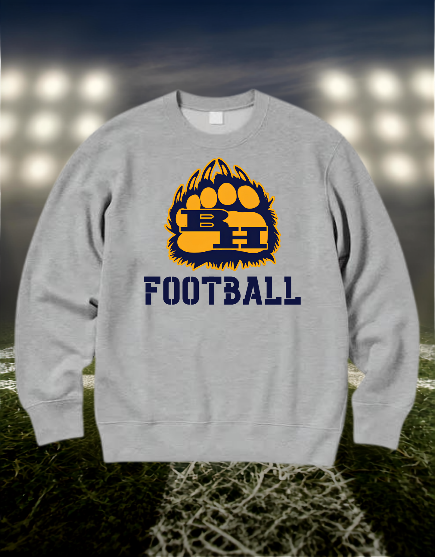 Brookings Bruins Logo Football – Crewneck Sweatshirt in Gold