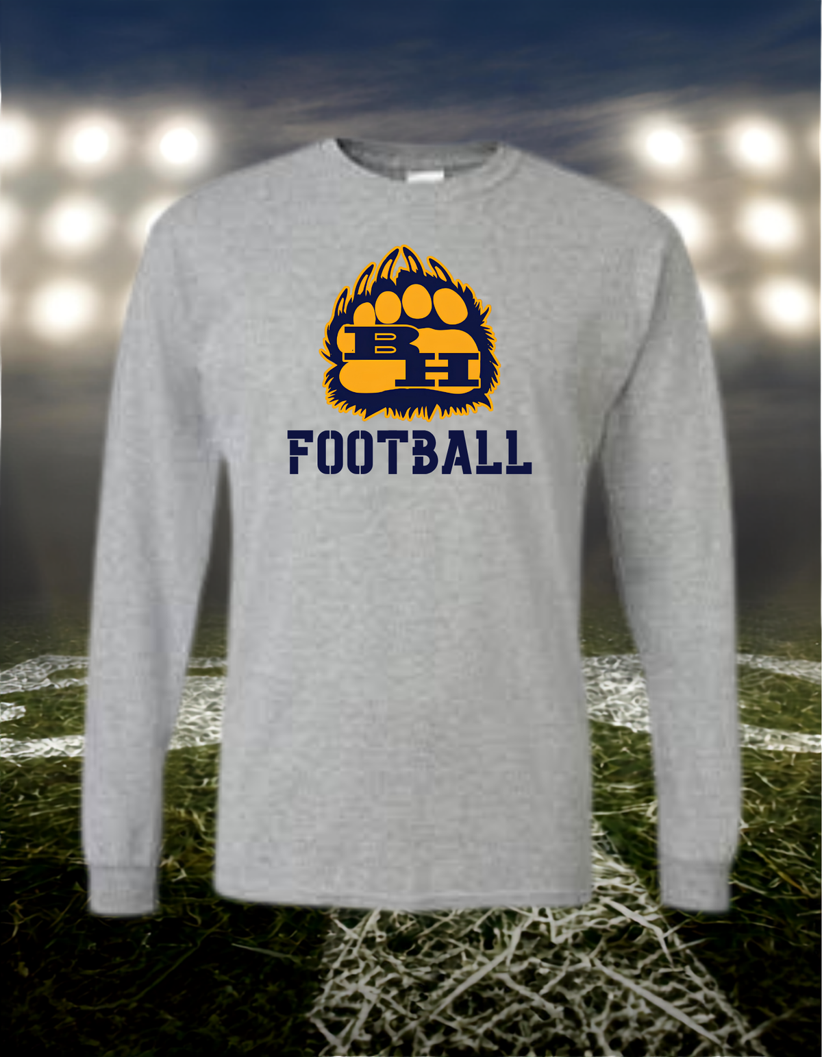 Brookings Bruins Logo Football – driFIT Performance Long Sleeve T-Shirt in Gold