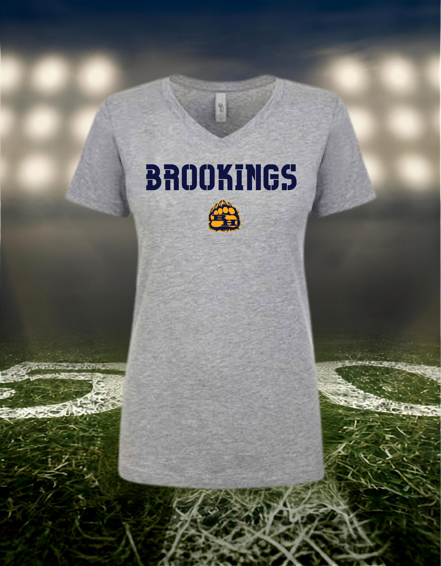 Brookings Bruins Town Mascot – Women's V-Neck T-Shirt in Gold