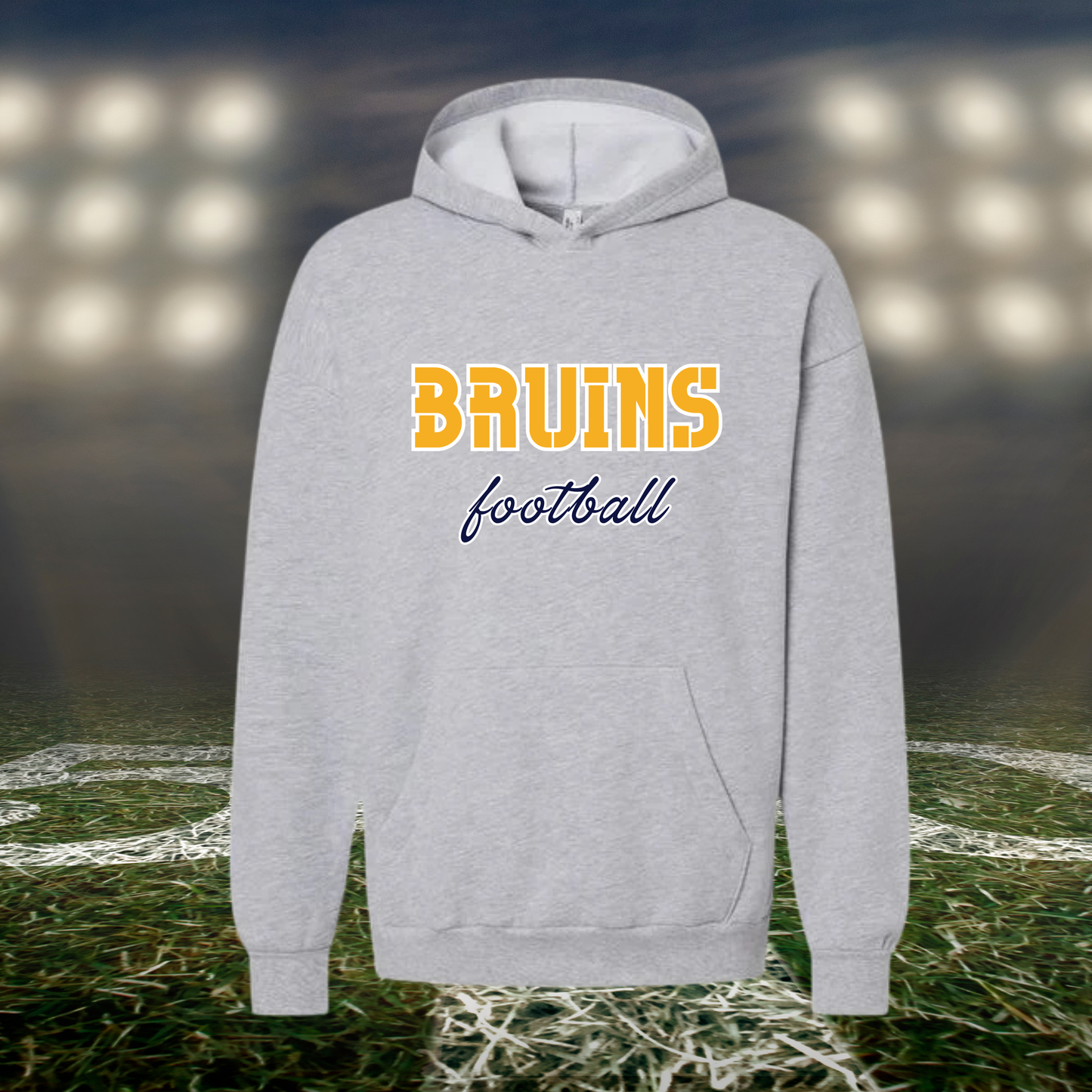 Brookings Bruins Football Text Logo – Hoodie in Light Heather Gray
