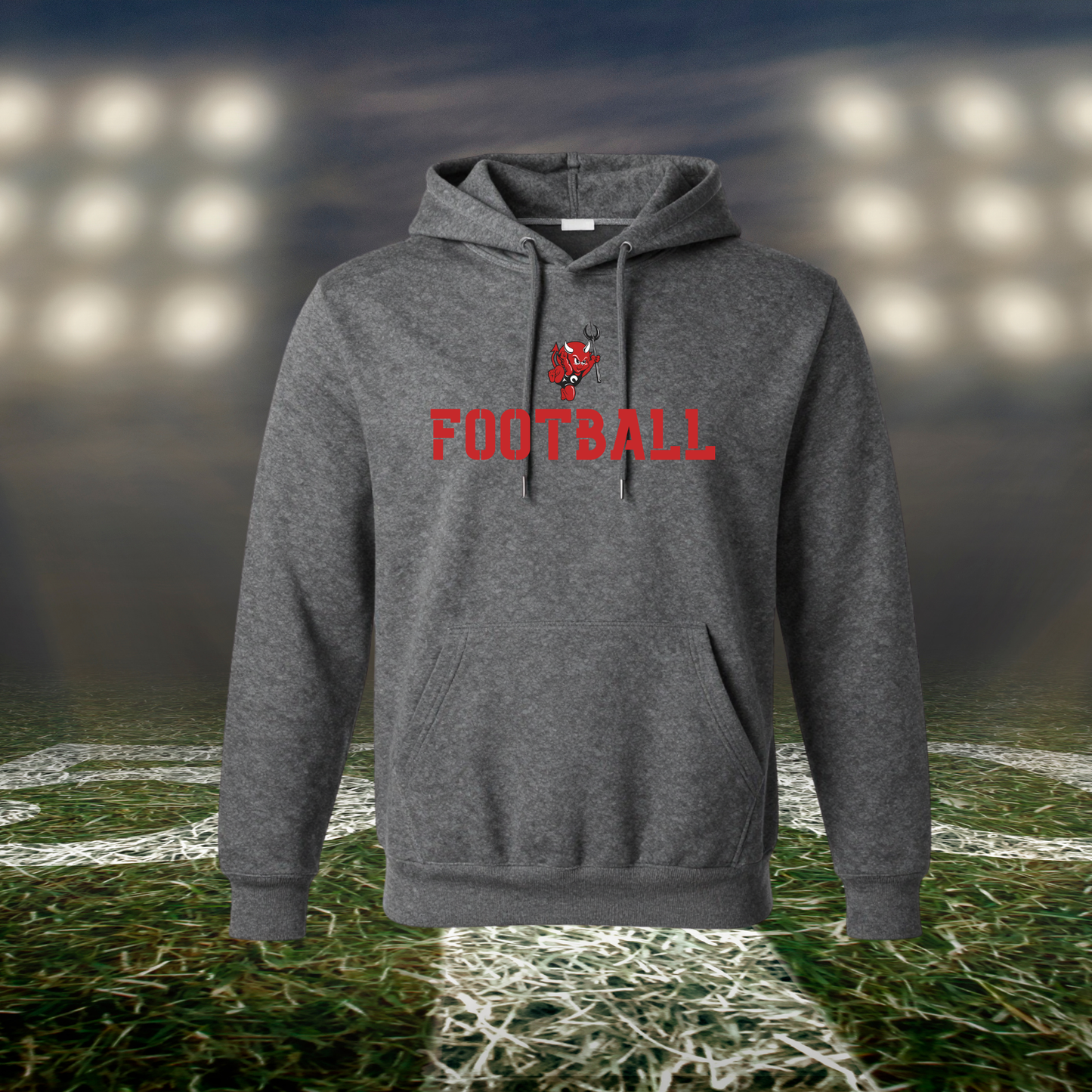 Coquille Red Devils Logo Football – Hoodie in Dark Heather Gray