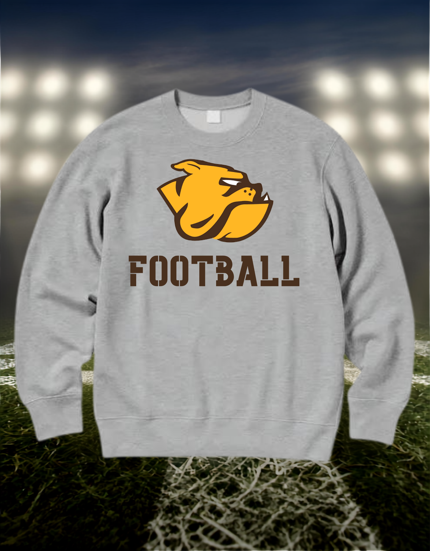 North Bend Bulldogs Logo Football – Crewneck Sweatshirt in Gold