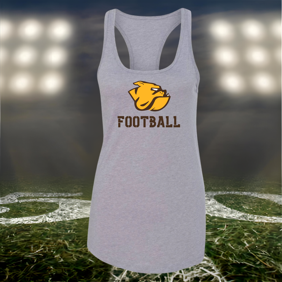 North Bend Bulldogs Logo Football – Women's Racerback Tank Top in White