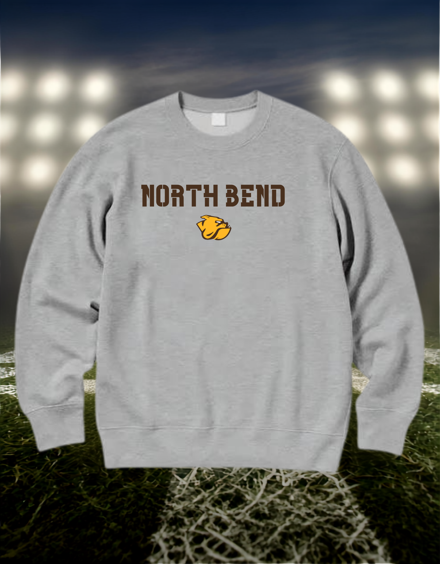 North Bend Bulldogs Town Mascot – Crewneck Sweatshirt in Gold