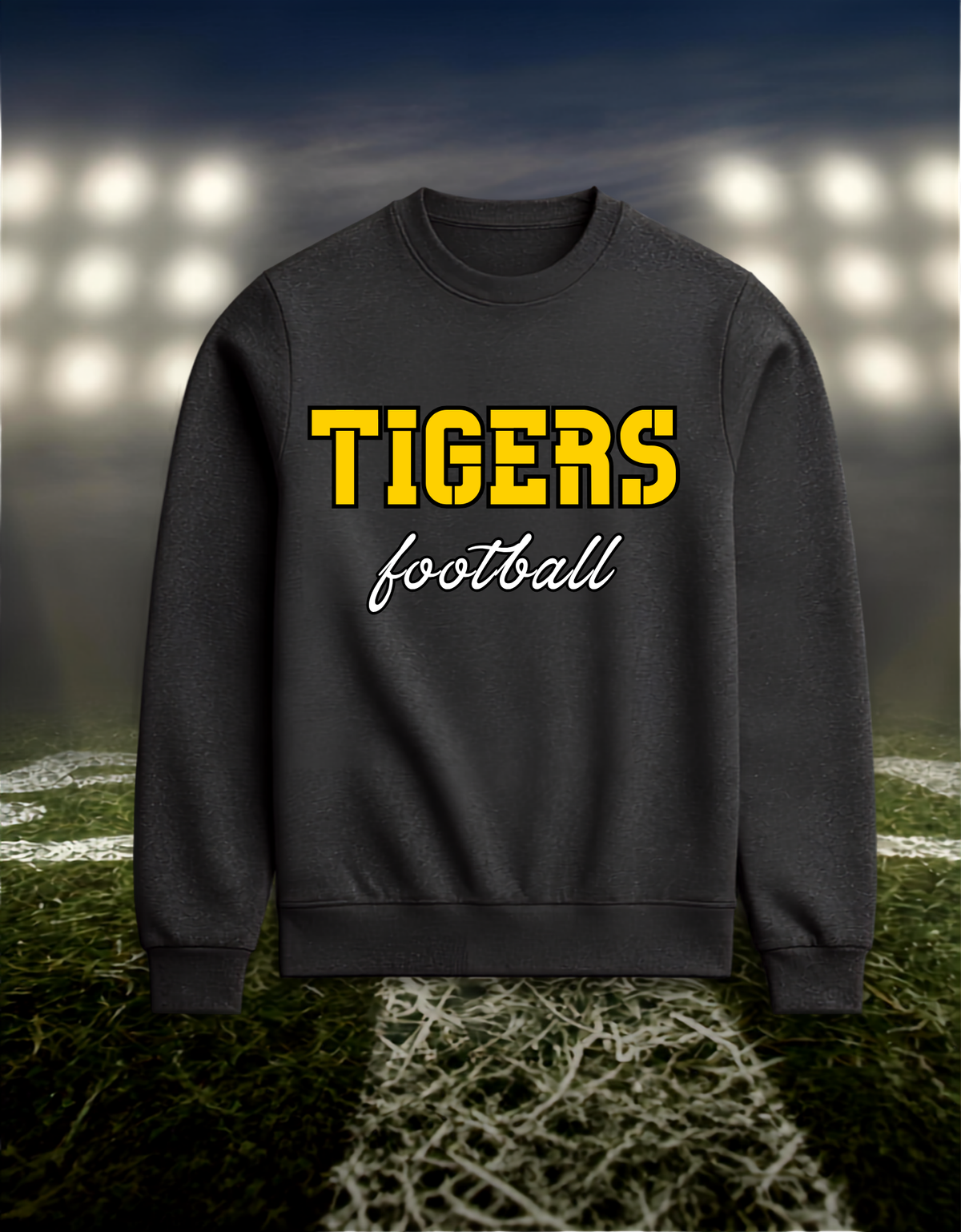 Bandon Tigers Football Text Logo – Crewneck Sweatshirt in White