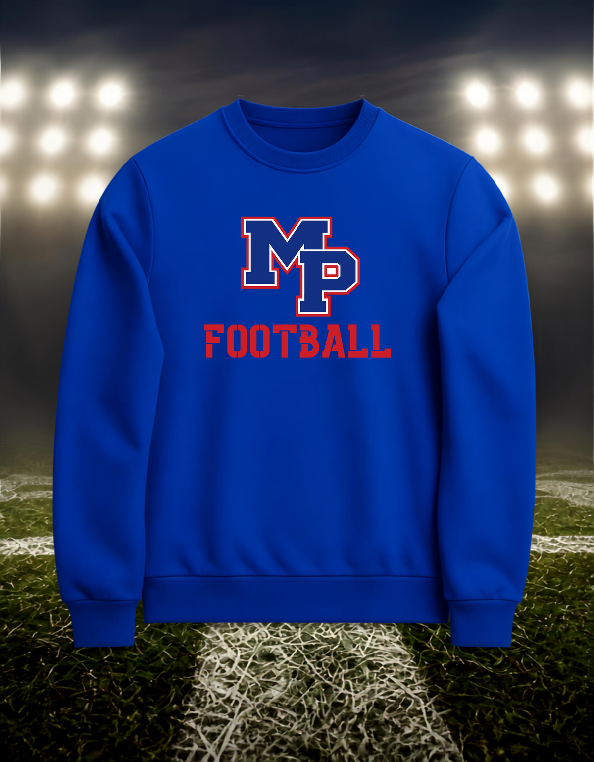 Myrtle Point Bobcats Logo Football – Crewneck Sweatshirt in Blue