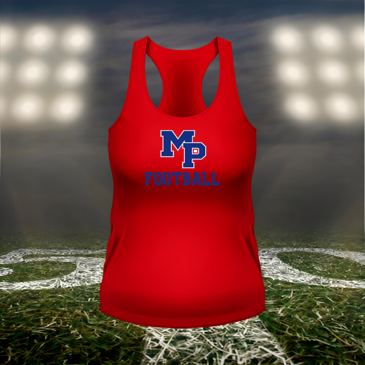 Myrtle Point Bobcats Logo Football – Women's Racerback Tank Top in Blue