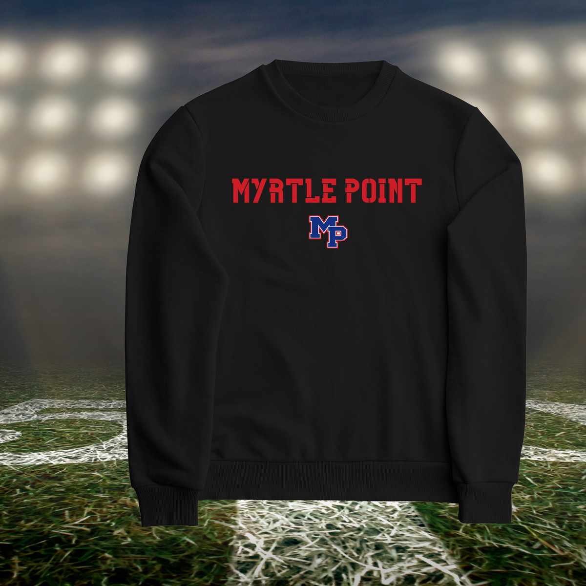 Myrtle Point Bobcats Town Mascot – Crewneck Sweatshirt in Black