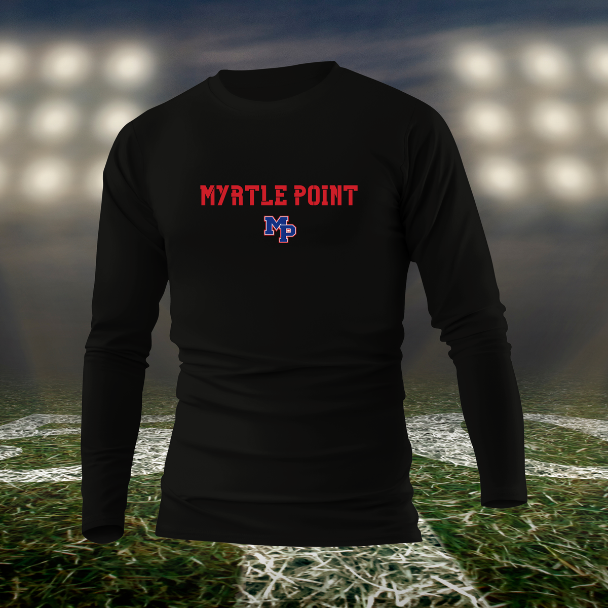 Myrtle Point Bobcats Town Mascot – driFIT Performance Long Sleeve T-Shirt in Black