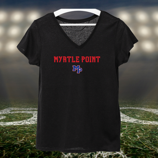 Myrtle Point Bobcats Town Mascot – Women's V-Neck T-Shirt in Black