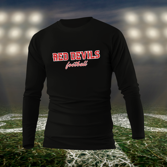 Coquille Red Devils Football Text Logo – driFIT Performance Long Sleeve T-Shirt in Black