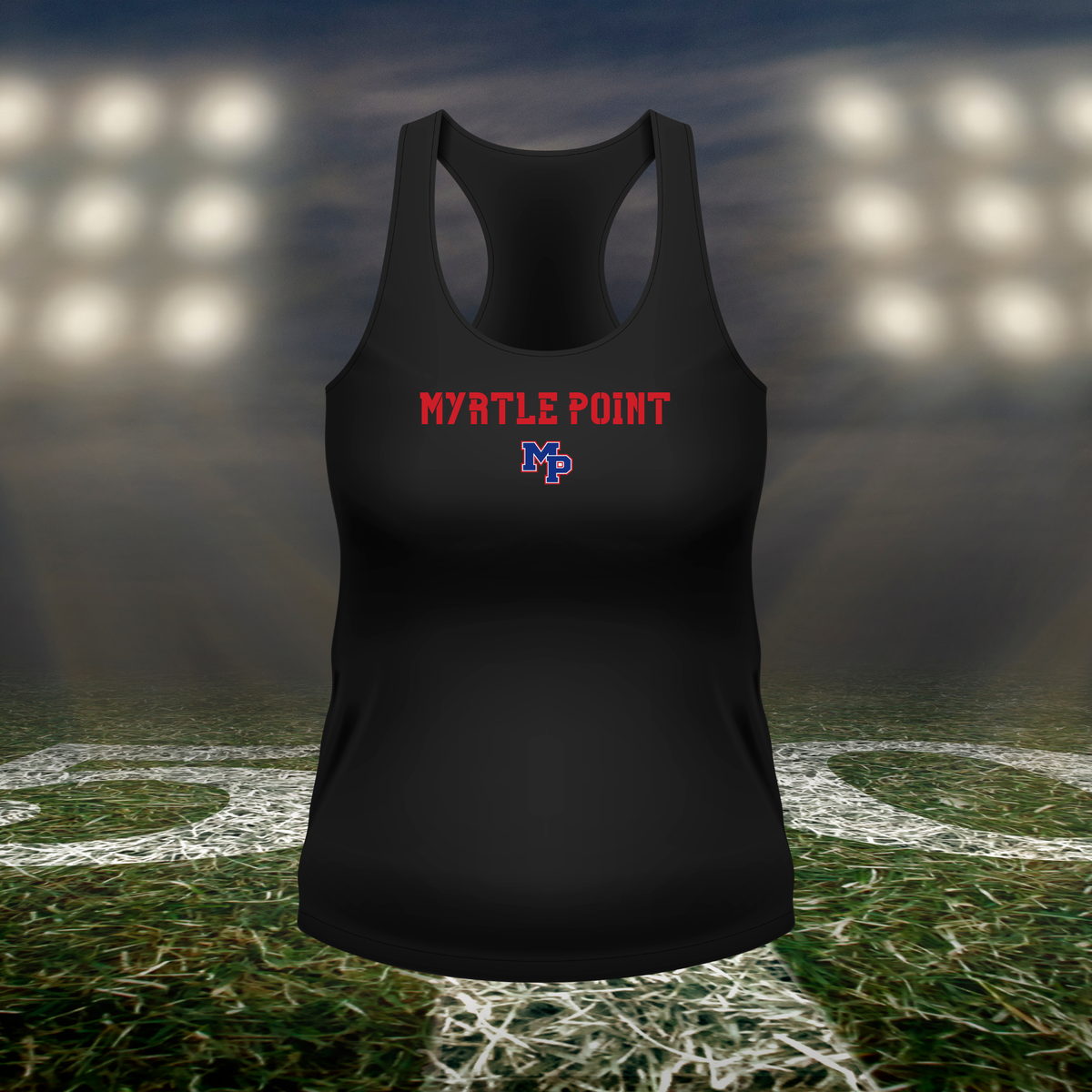 Myrtle Point Bobcats Town Mascot – Women's Racerback Tank Top in Black