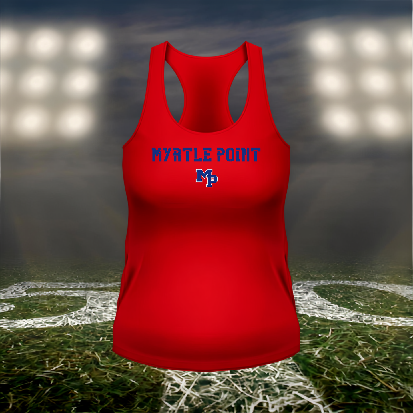 Myrtle Point Bobcats Town Mascot – Women's Racerback Tank Top in Blue