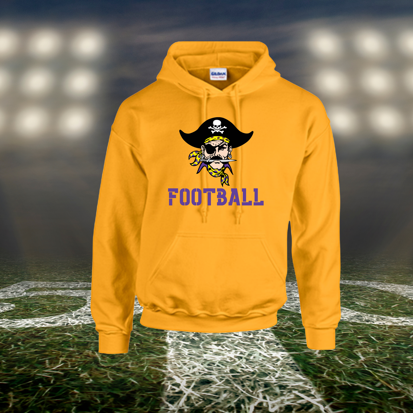 Coos Bay Pirates Logo Football – Hoodie in Purple
