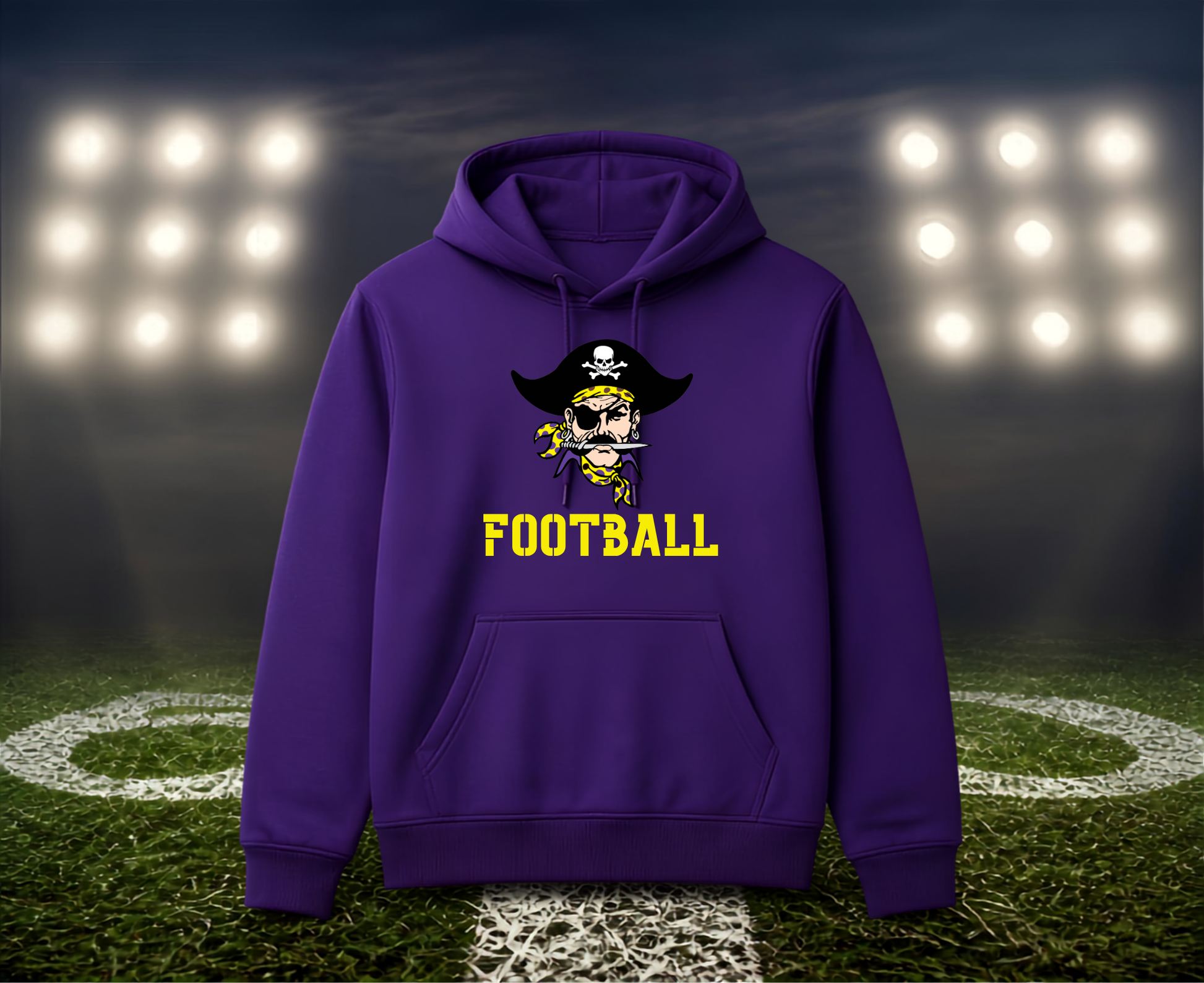 Coos Bay Pirates Logo Football – Hoodie in Gold