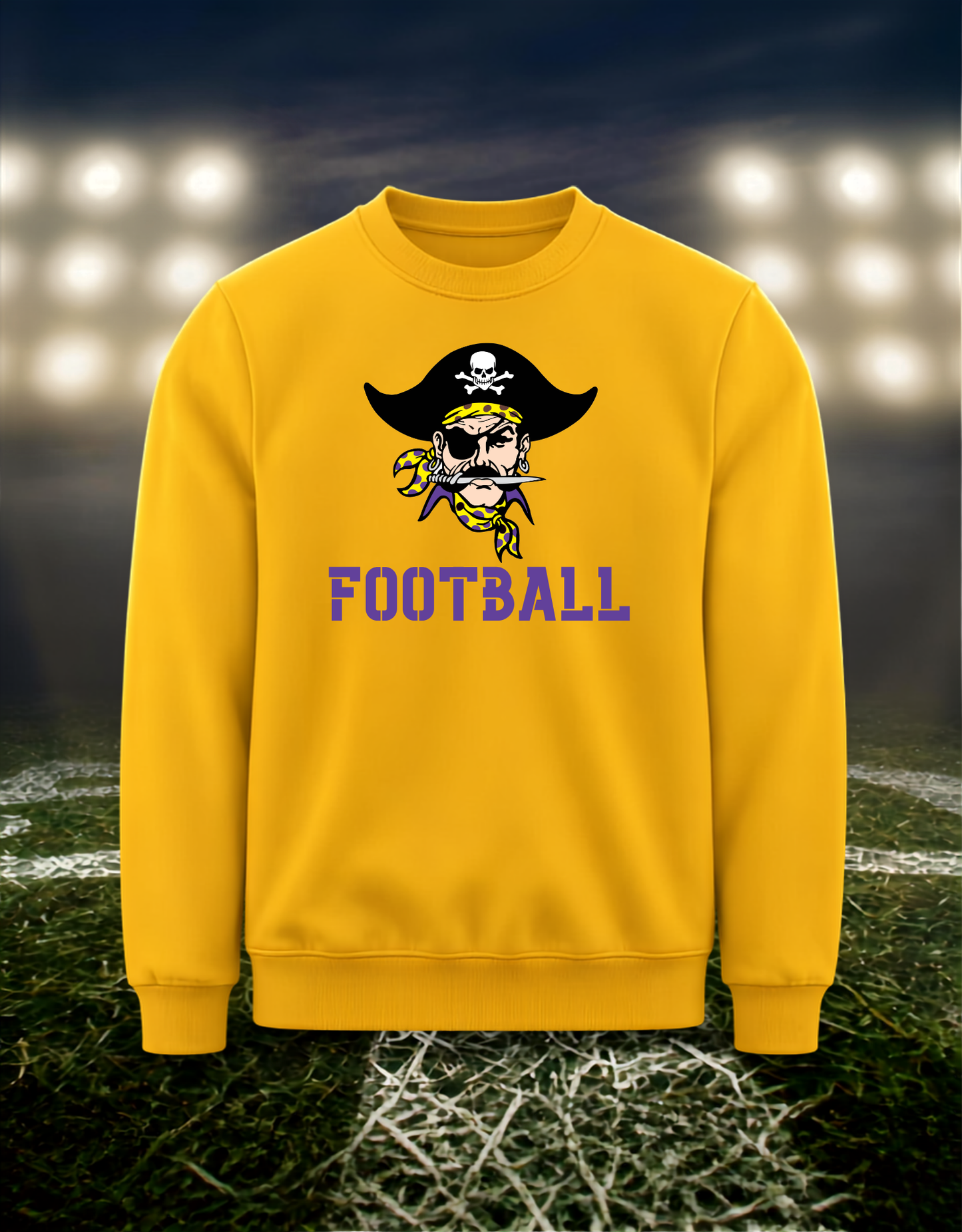 Coos Bay Pirates Logo Football – Crewneck Sweatshirt in Purple