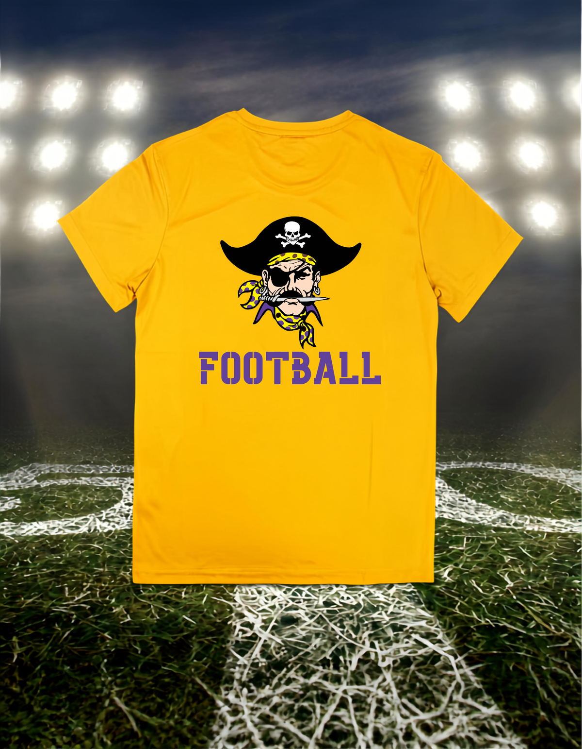 Coos Bay Pirates Logo Football – driFIT Performance T-Shirt in Purple
