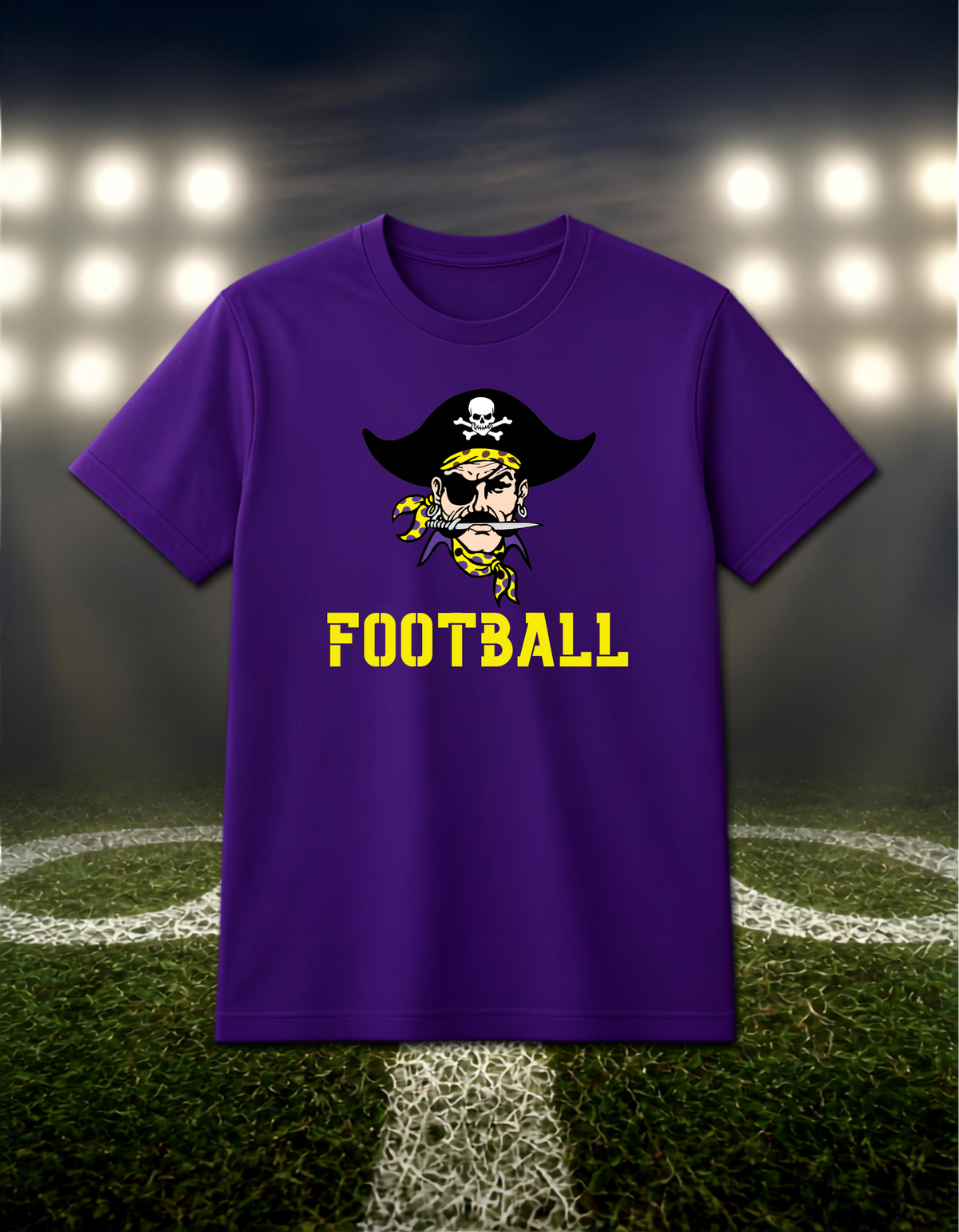 Coos Bay Pirates Logo Football – driFIT Performance T-Shirt in Gold