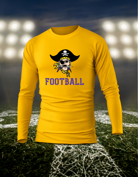 Coos Bay Pirates Logo Football – driFIT Performance Long Sleeve T-Shirt in Purple