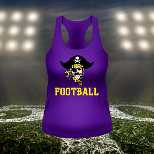 Coos Bay Pirates Logo Football – Women's Racerback Tank Top in Purple