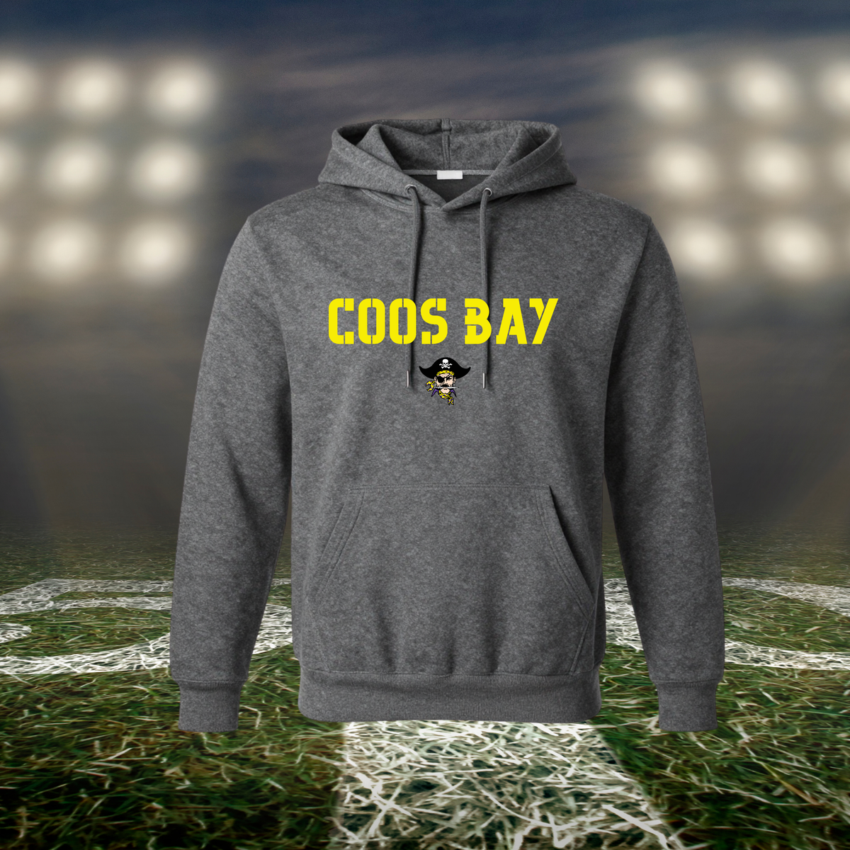 Coos Bay Pirates Town Mascot – Hoodie in Dark Heather Gray