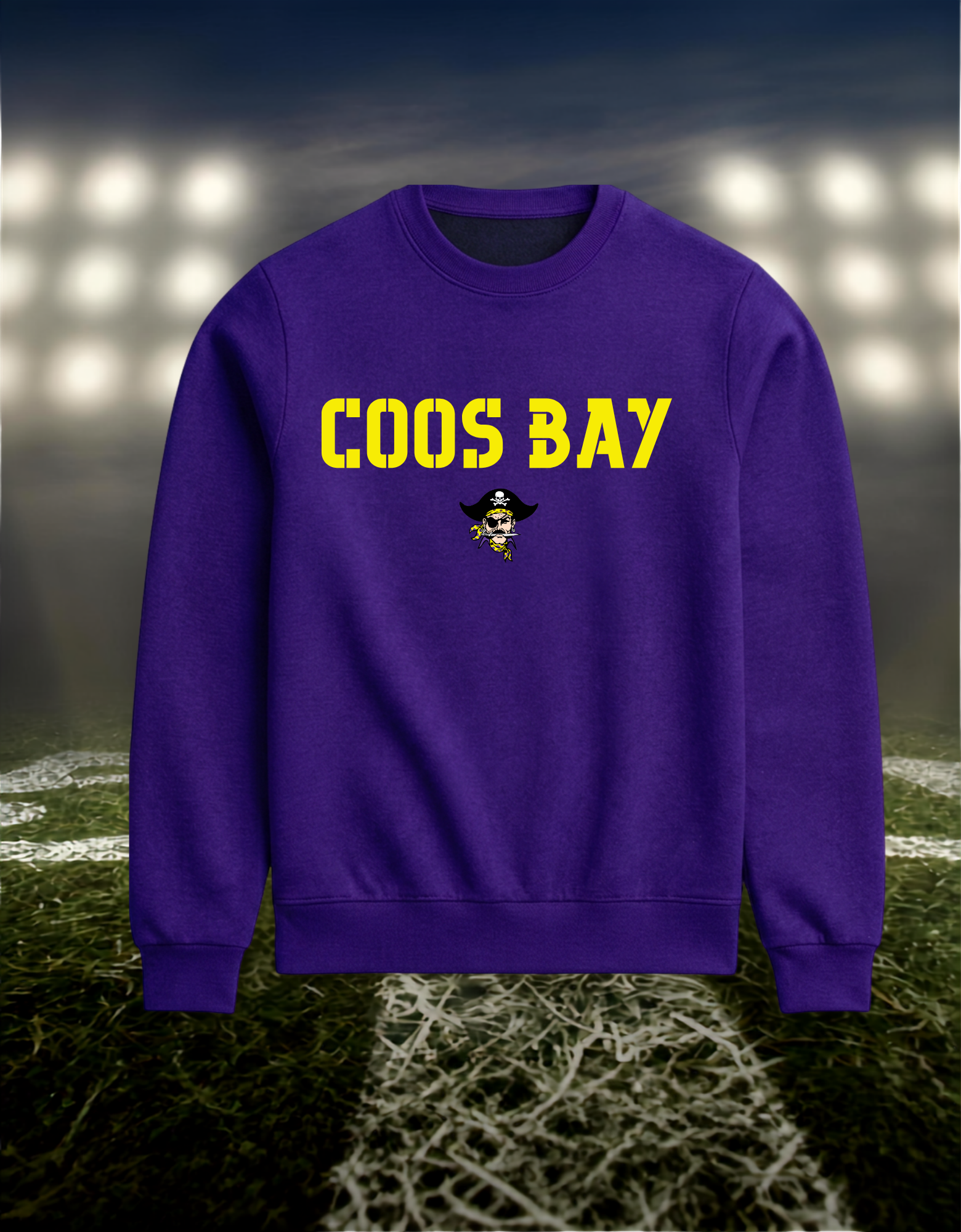 Coos Bay Pirates Town Mascot – Crewneck Sweatshirt in Dark Heather Gray