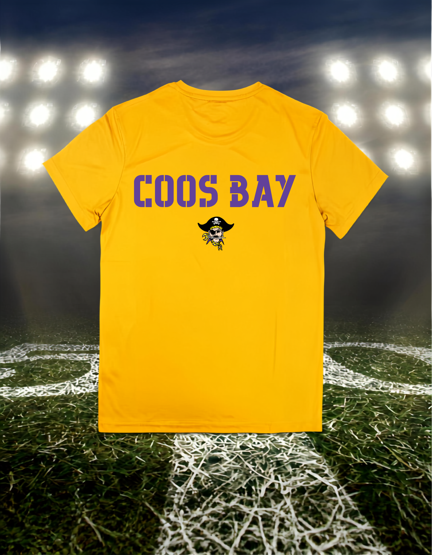 Coos Bay Pirates Town Mascot – driFIT Performance T-Shirt in Purple