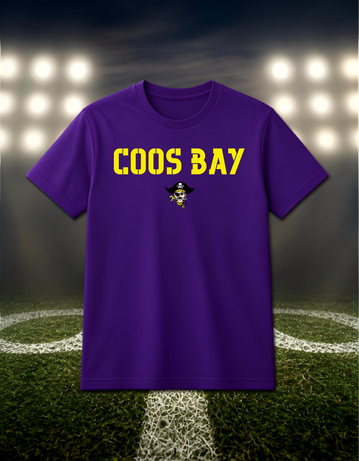 Coos Bay Pirates Town Mascot – driFIT Performance T-Shirt in Gold