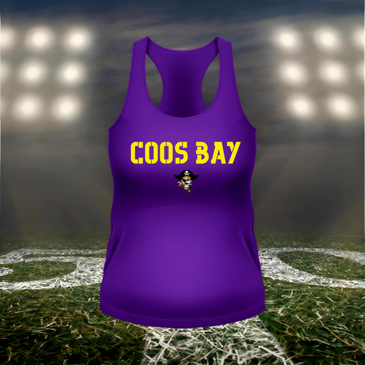 Coos Bay Pirates Town Mascot – Women's Racerback Tank Top in Purple