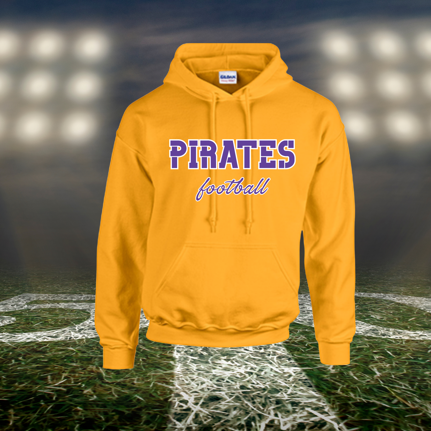 Coos Bay Pirates Football Text Logo – Hoodie in Purple