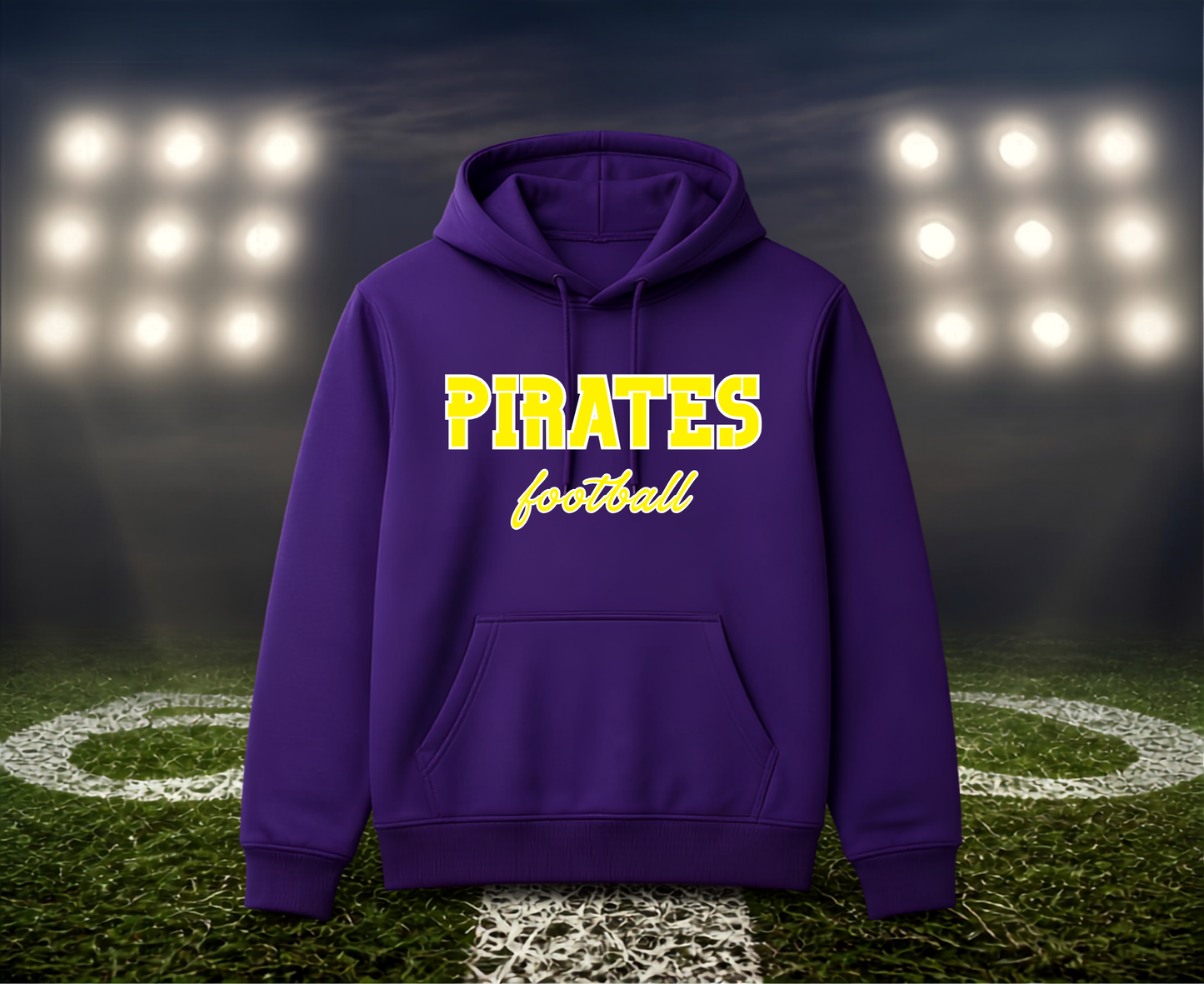 Coos Bay Pirates Football Text Logo – Hoodie in Gold