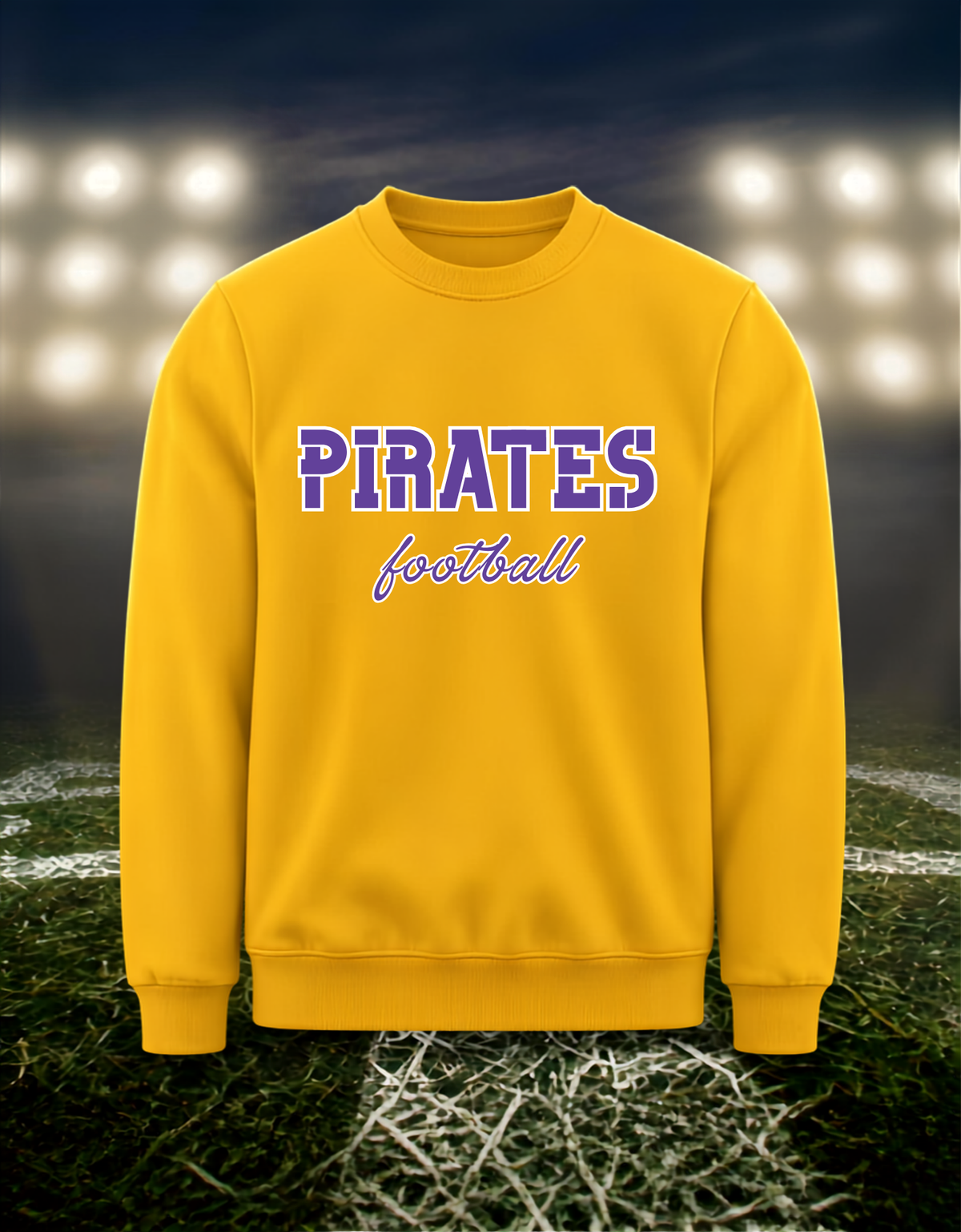 Coos Bay Pirates Football Text Logo – Crewneck Sweatshirt in Purple