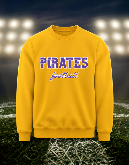 Coos Bay Pirates Football Text Logo – Crewneck Sweatshirt in Purple