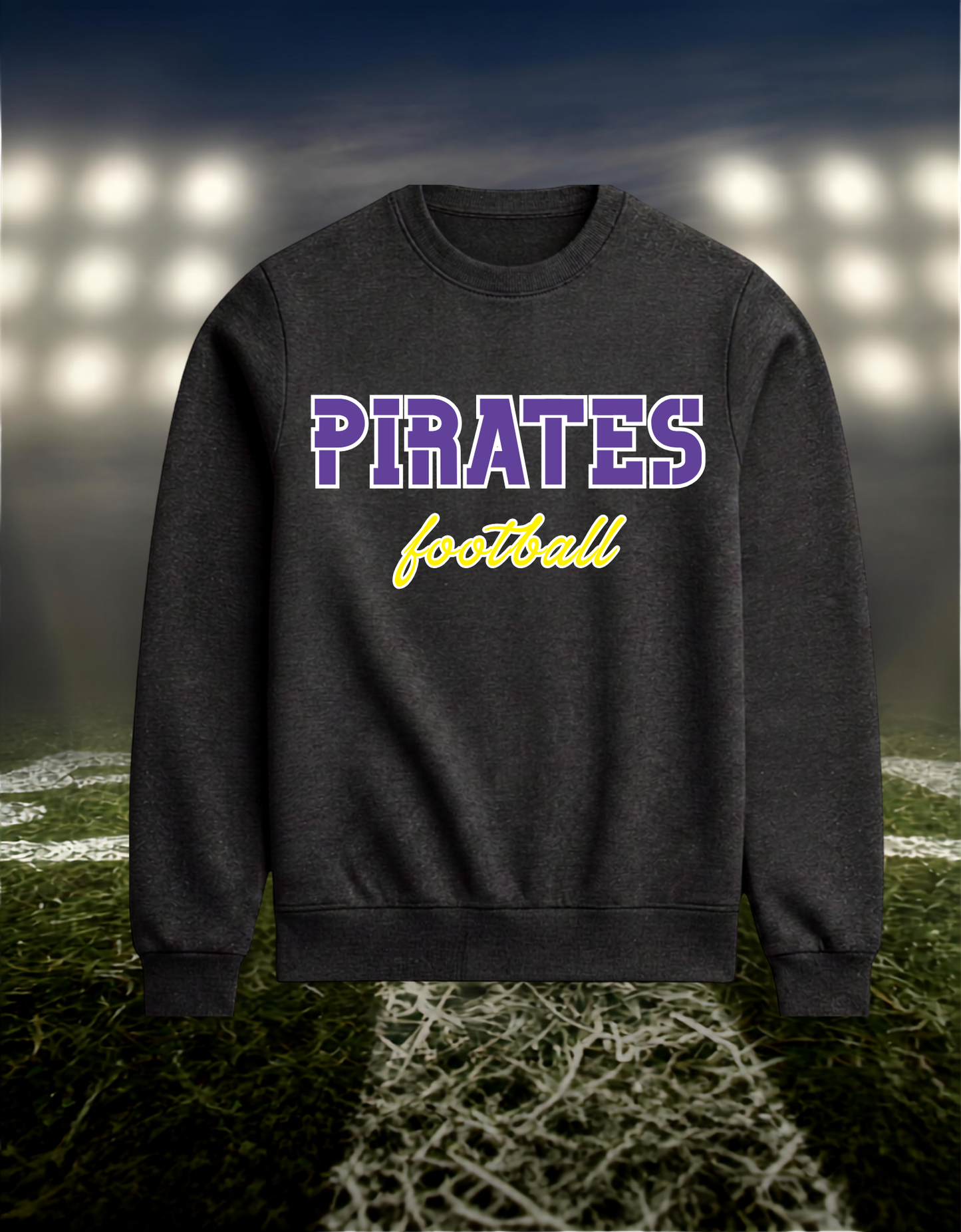 Coos Bay Pirates Football Text Logo – Crewneck Sweatshirt in Gold