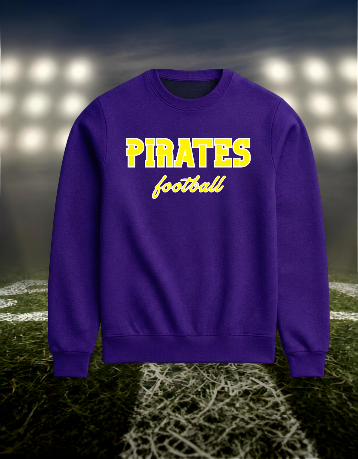 Coos Bay Pirates Football Text Logo – Crewneck Sweatshirt in Dark Heather Gray