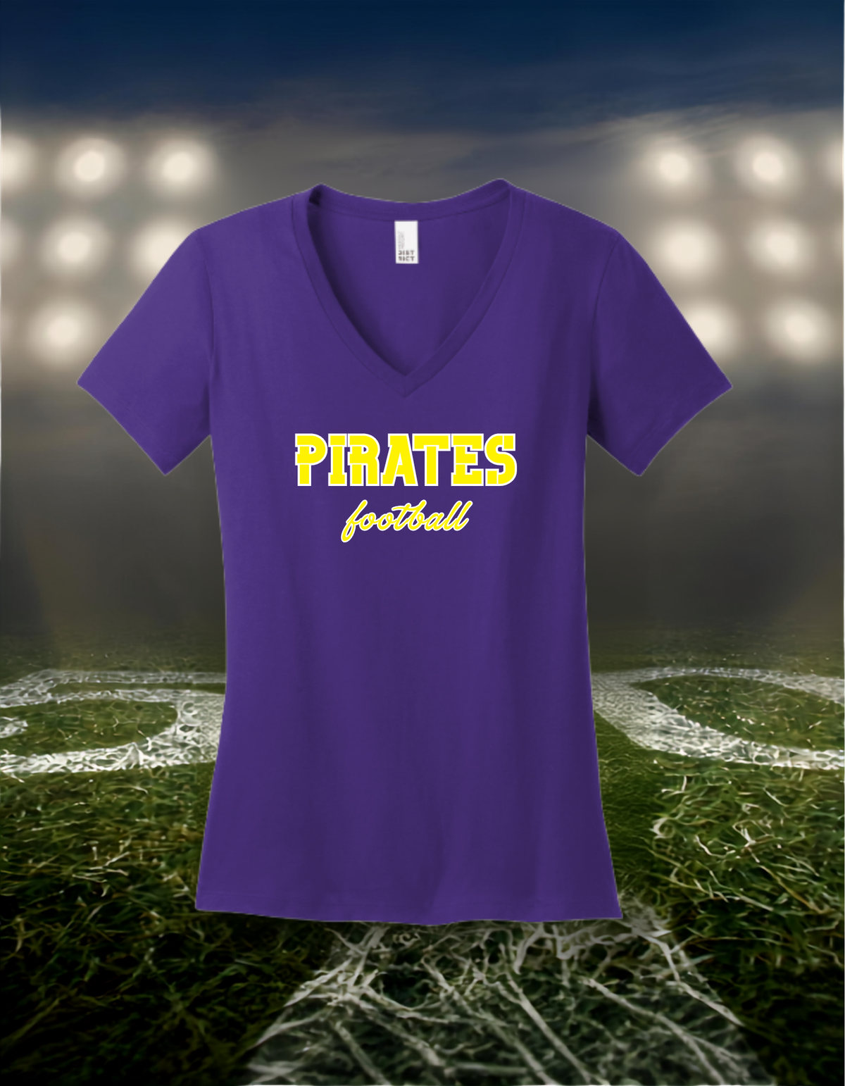 Coos Bay Pirates Football Text Logo – Women's V-Neck T-Shirt in Dark Heather Gray