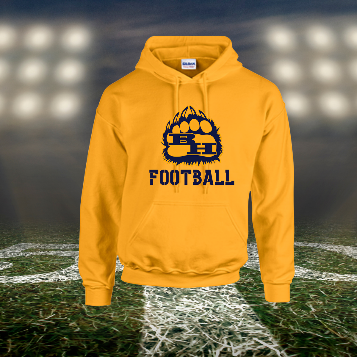 Brookings Bruins Logo Football – Hoodie in Navy