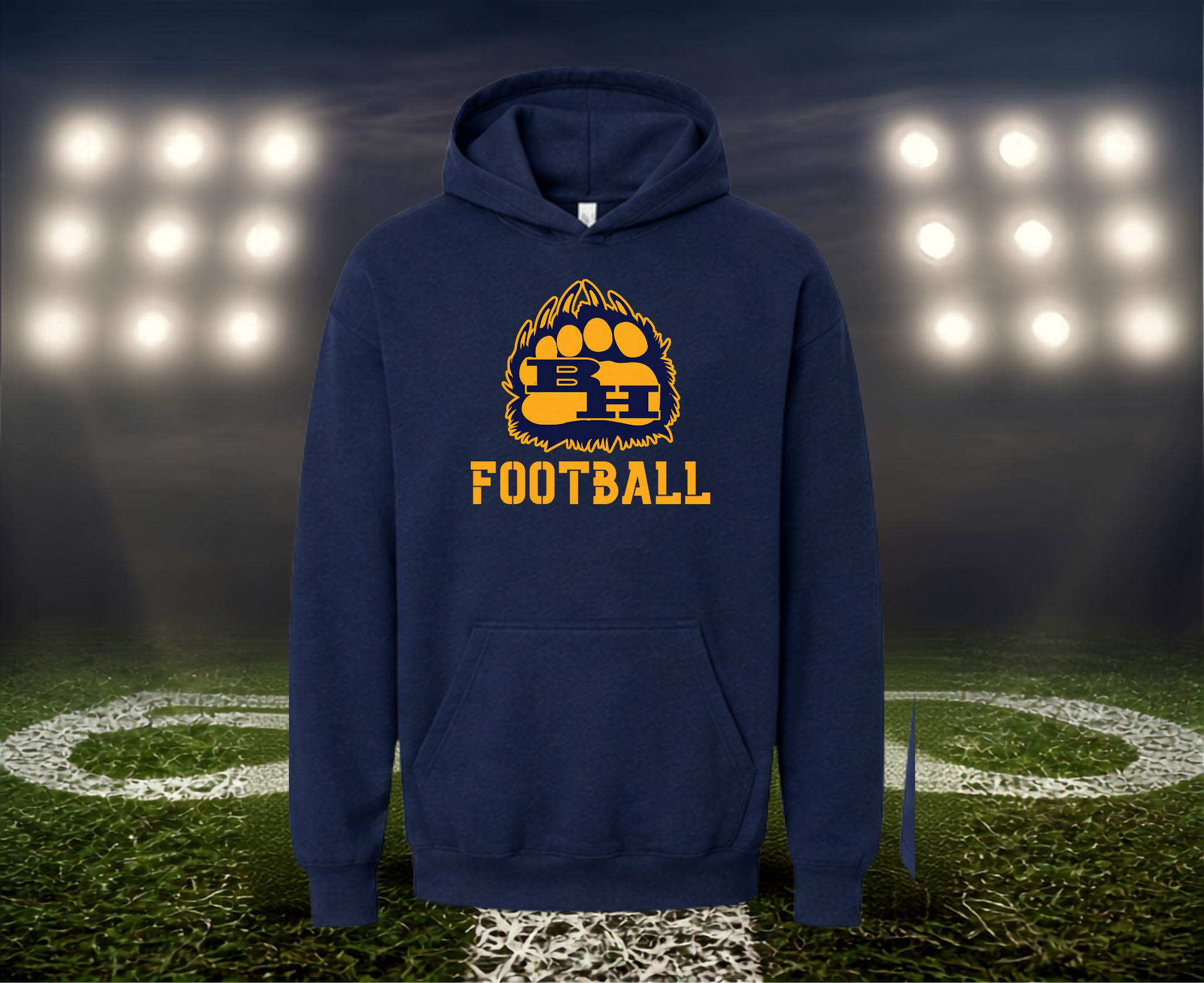 Brookings Bruins Logo Football – Hoodie in Gold