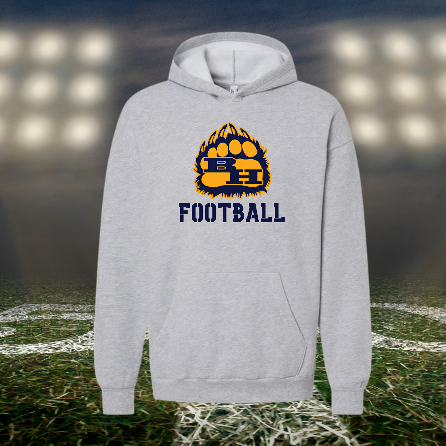 Brookings Bruins Logo Football – Hoodie in Light Heather Gray