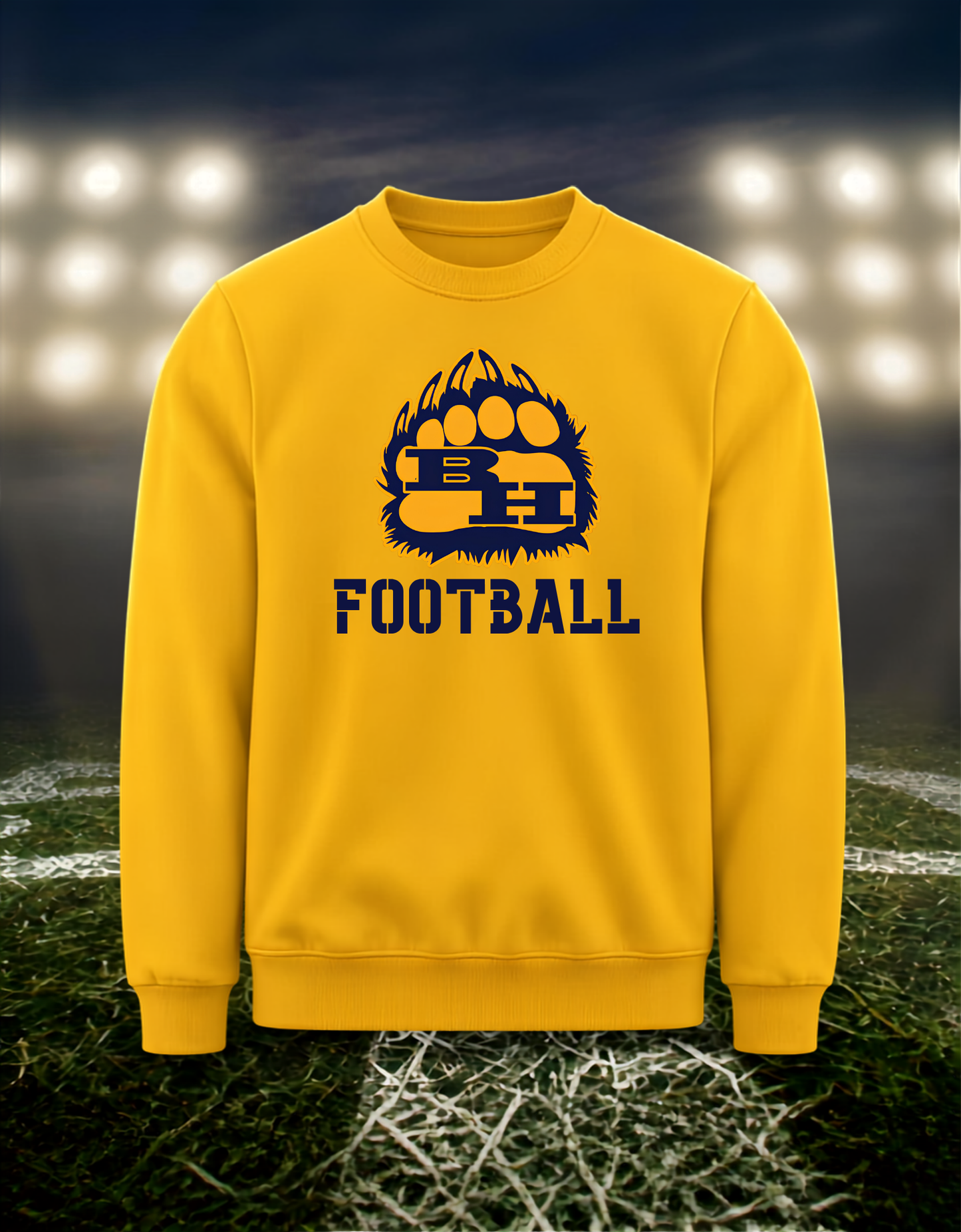 Brookings Bruins Logo Football – Crewneck Sweatshirt in Navy
