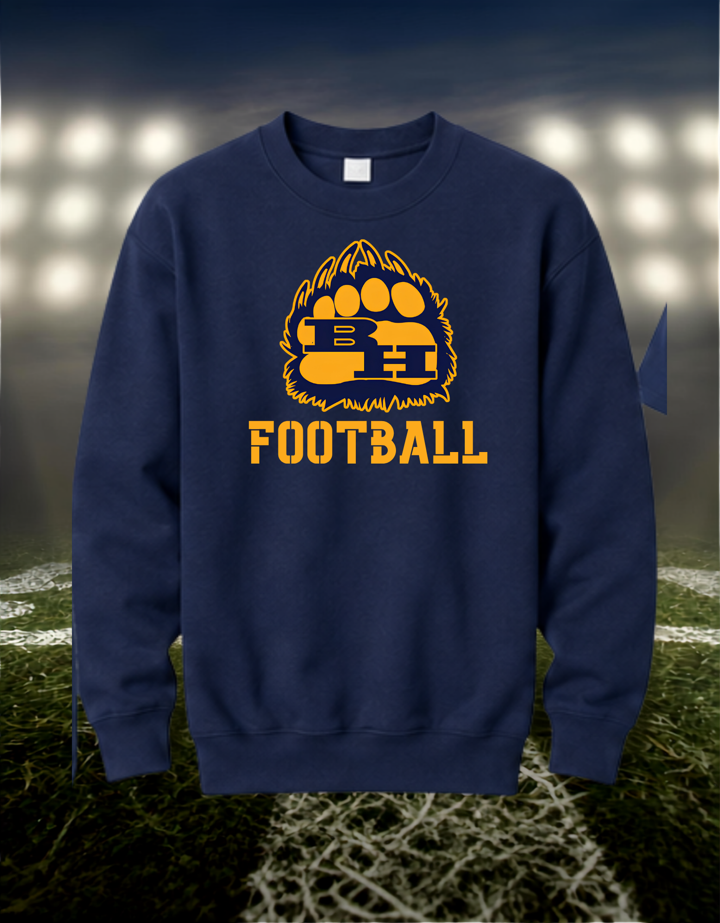 Brookings Bruins Logo Football – Crewneck Sweatshirt in Light Heather Gray