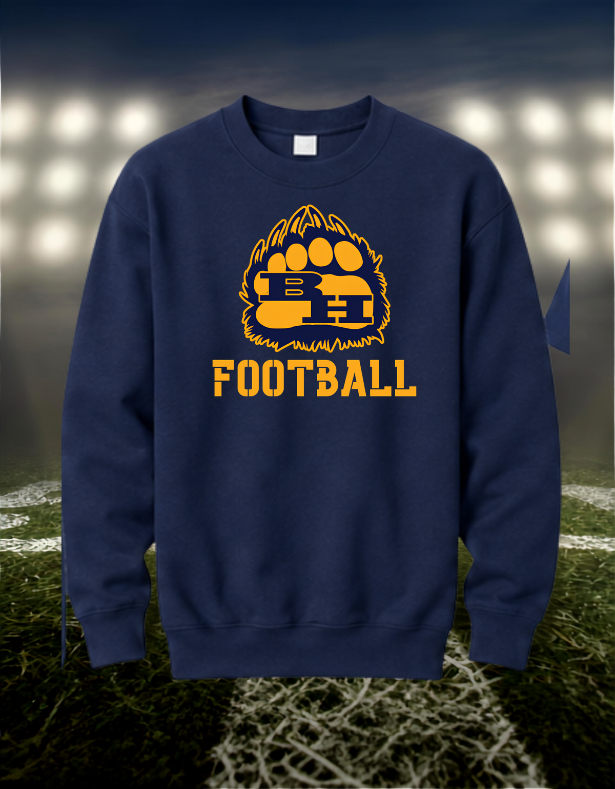 Brookings Bruins Logo Football – Crewneck Sweatshirt in Light Heather Gray