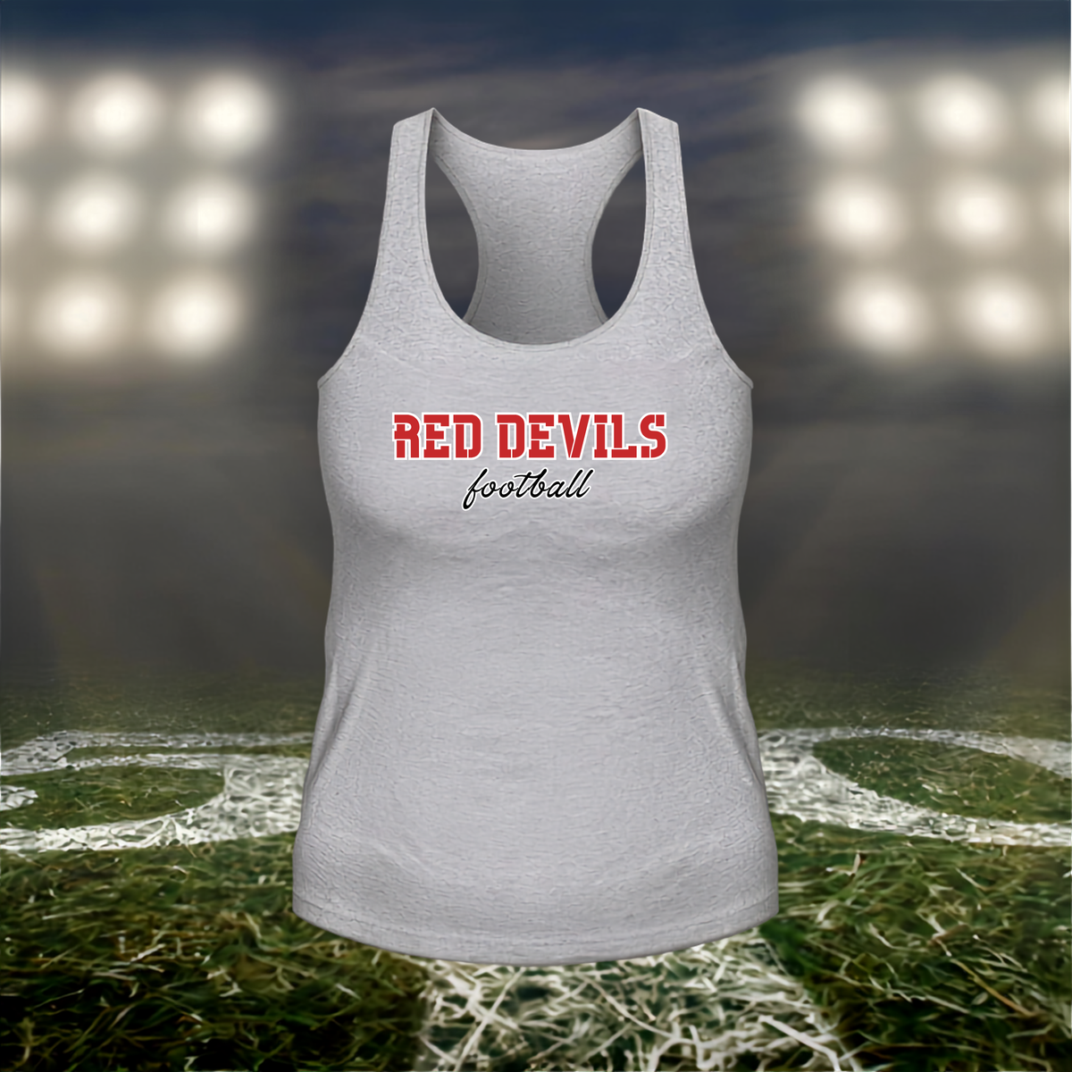 Coquille Red Devils Football Text Logo – Women's Racerback Tank Top in Red