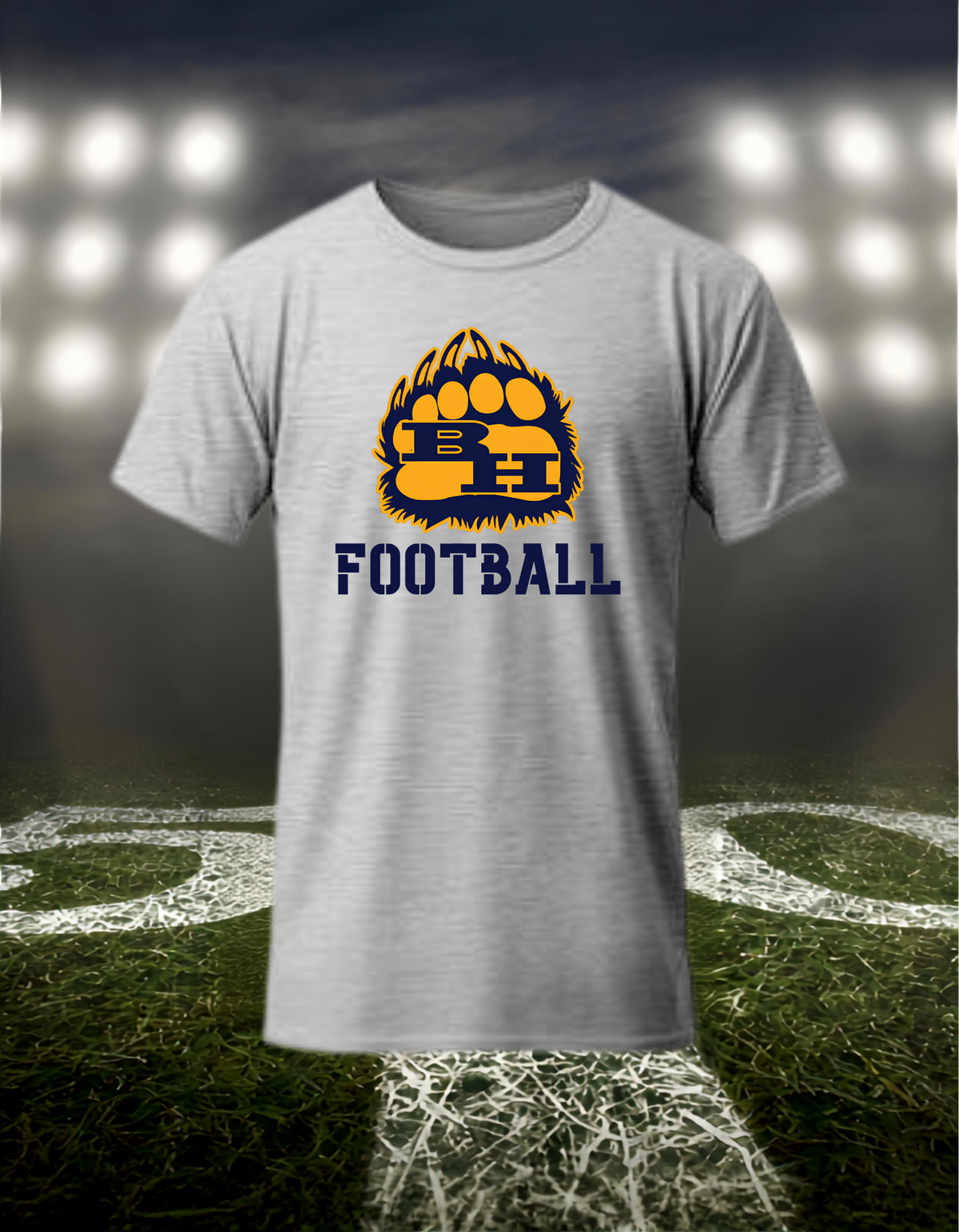 Brookings Bruins Logo Football – driFIT Performance T-Shirt in Light Heather Gray