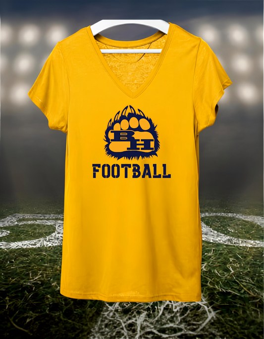 Brookings Bruins Logo Football – Women's V-Neck T-Shirt in Navy