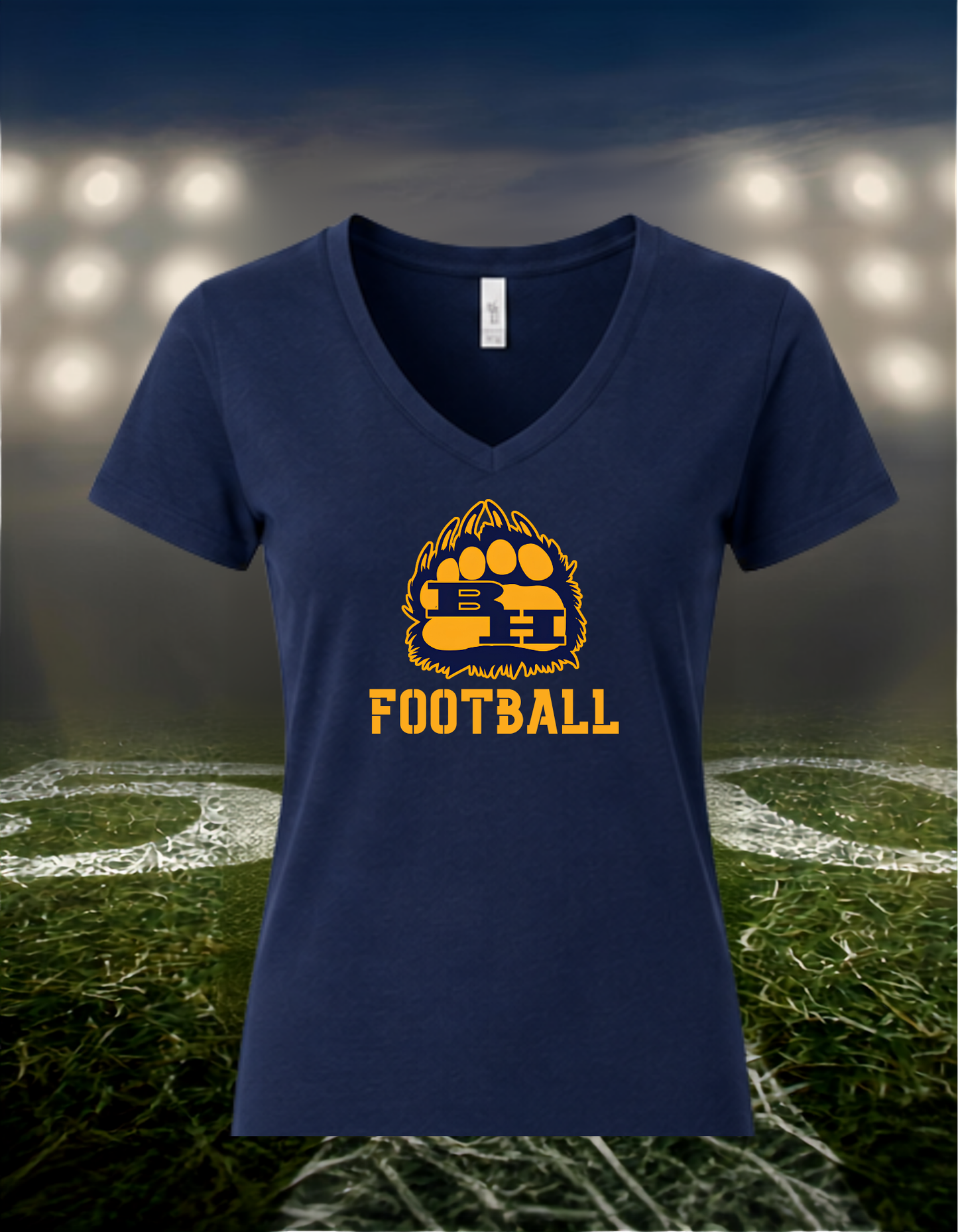 Brookings Bruins Logo Football – Women's V-Neck T-Shirt in Light Heather Gray