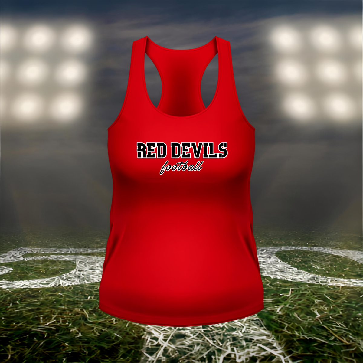 Coquille Red Devils Football Text Logo – Women's Racerback Tank Top in Gray