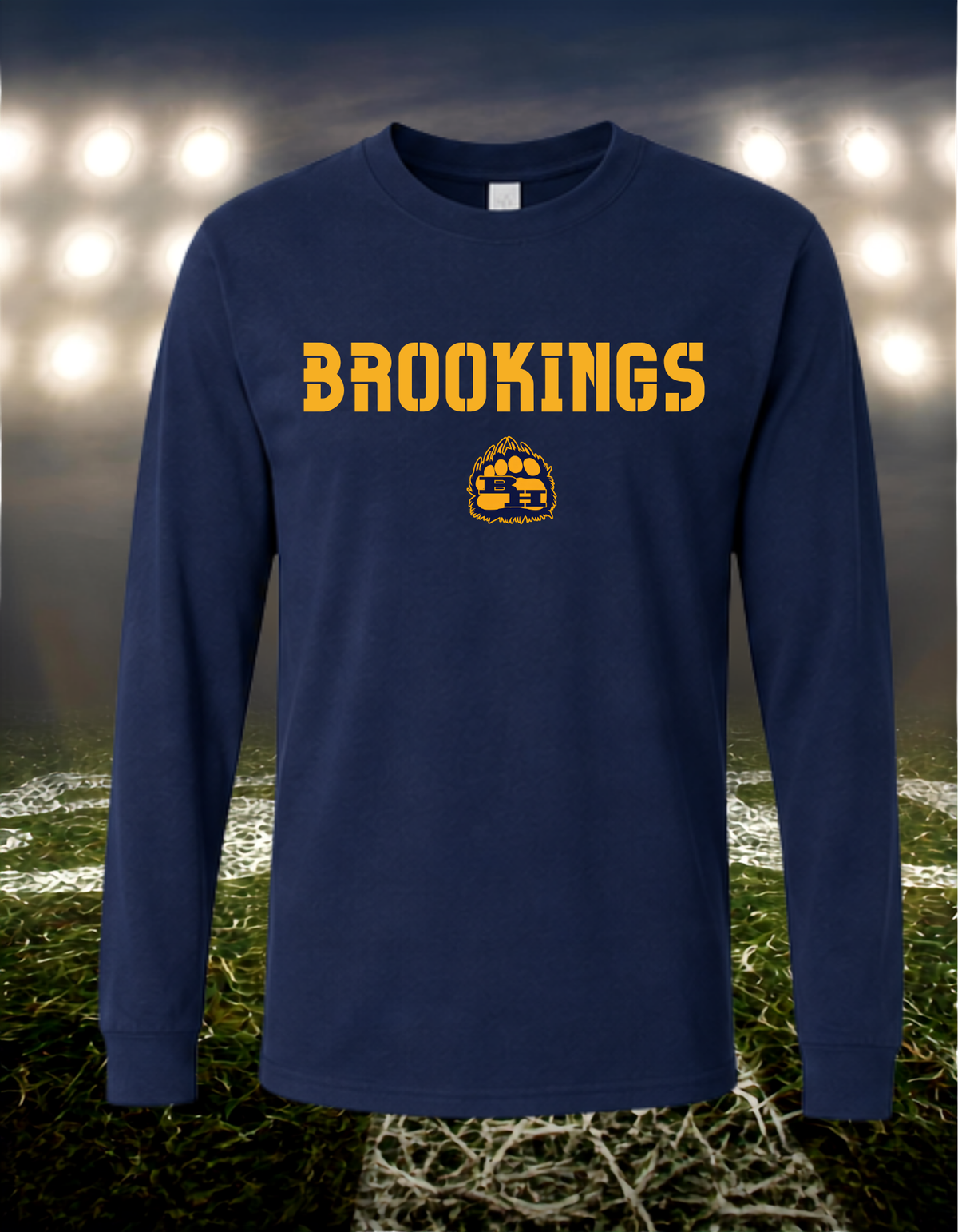 Brookings Bruins Town Mascot – driFIT Performance Long Sleeve T-Shirt in Light Heather Gray